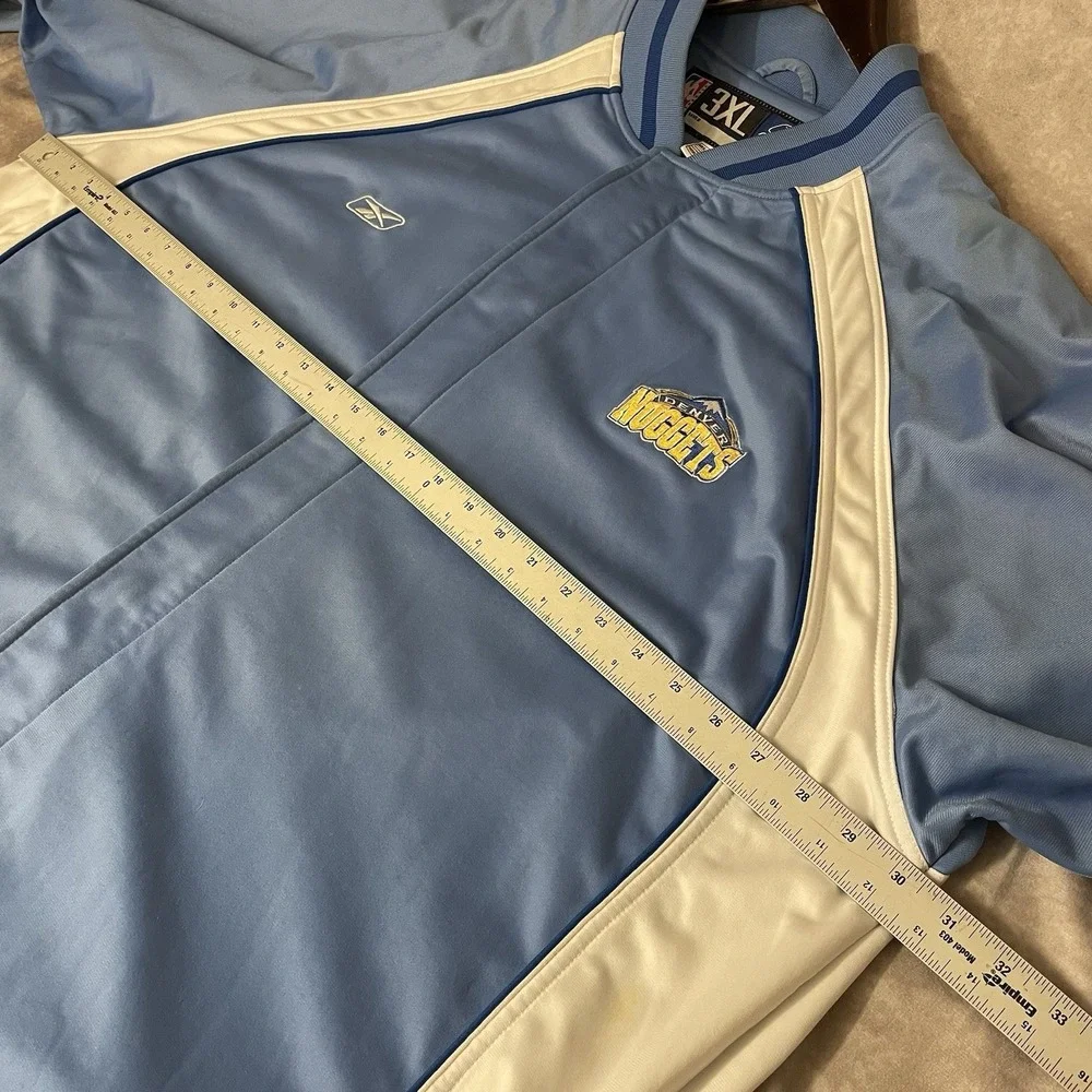 Vintage Y2K Reebok NBA Denver Nuggets Full‎ Zip Warmup Jacket Size 3XL
